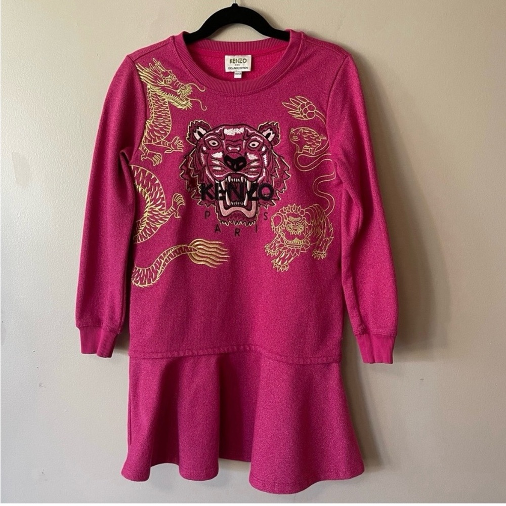 KENZO KIDS Girls Pink Tiger Dress Sparkle